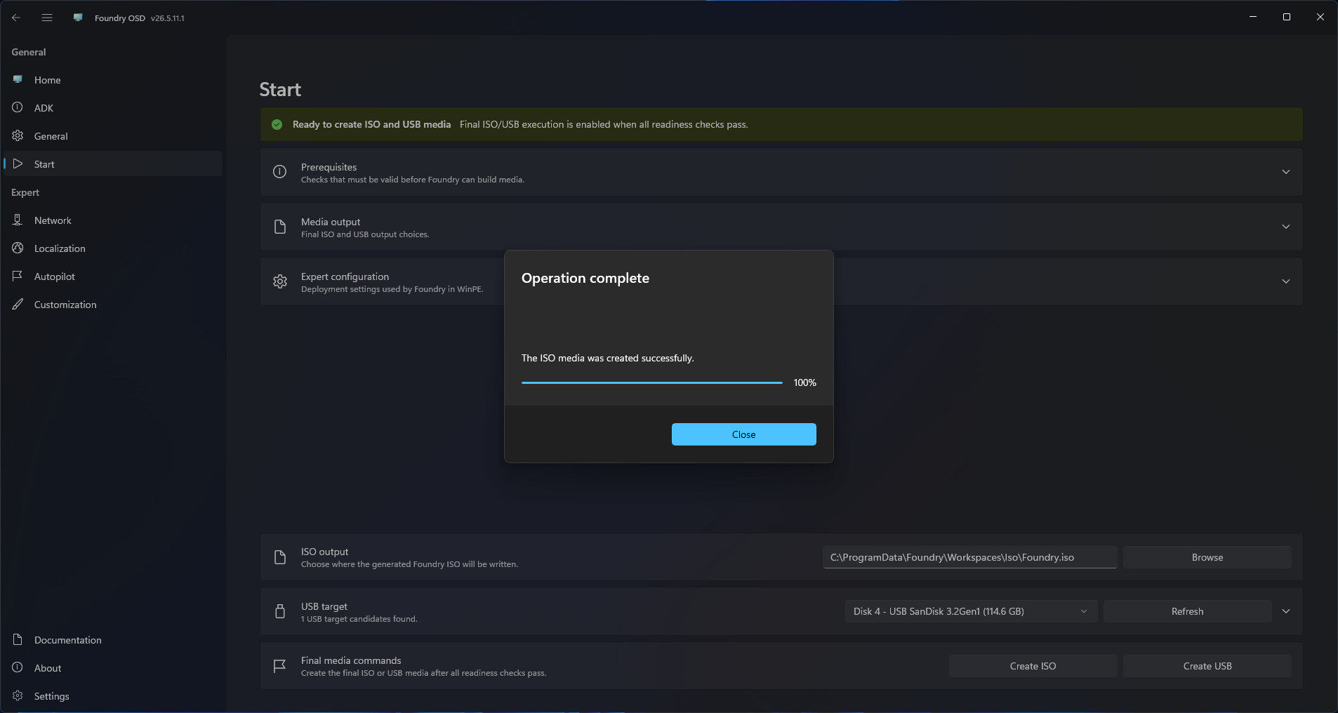 Foundry OSD media creation complete