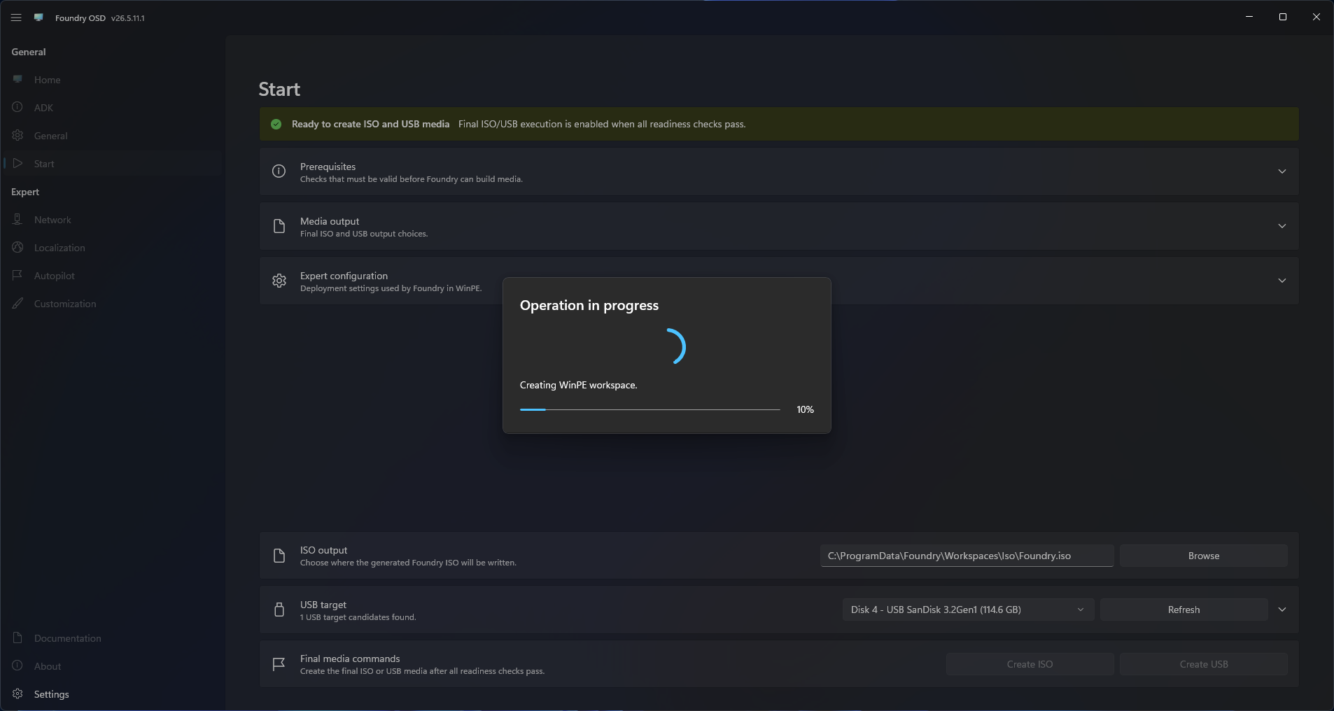 Foundry OSD media creation progress
