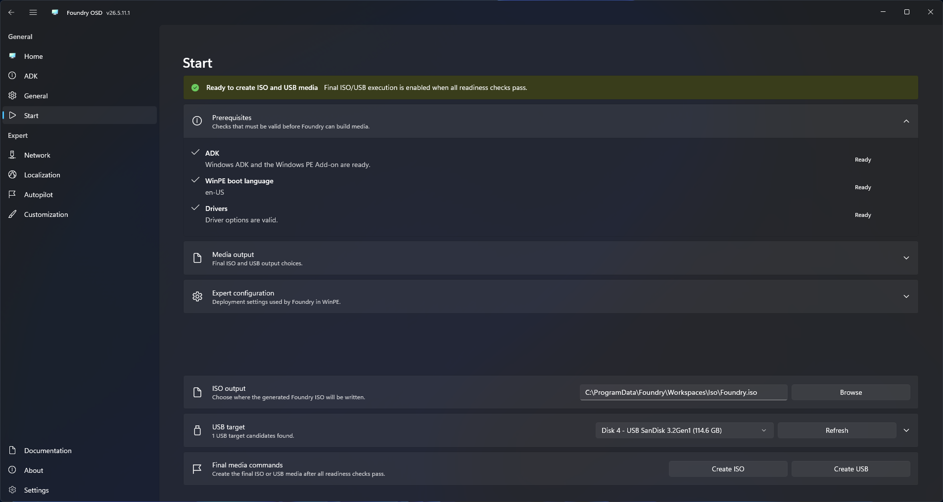 Foundry OSD ready to create media