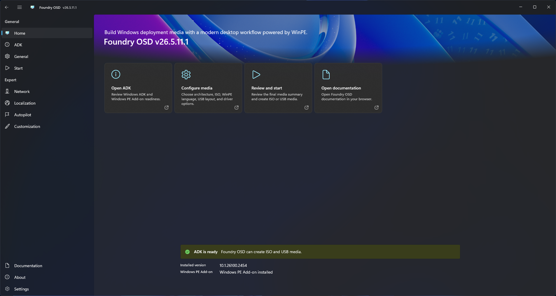 Foundry OSD home screen