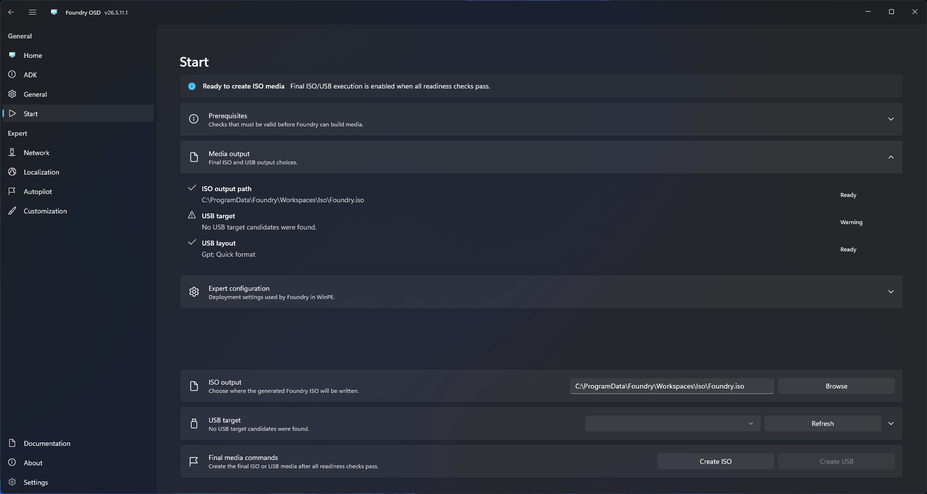 Foundry OSD ISO output path selection