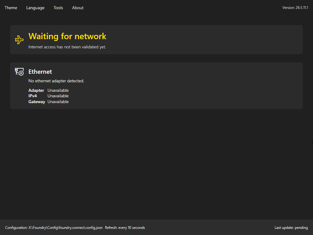Foundry Connect waiting for network state