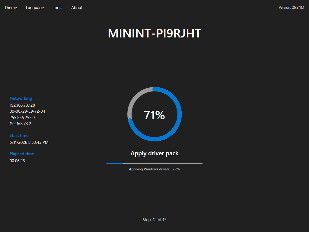 Foundry Deploy driver pack application progress