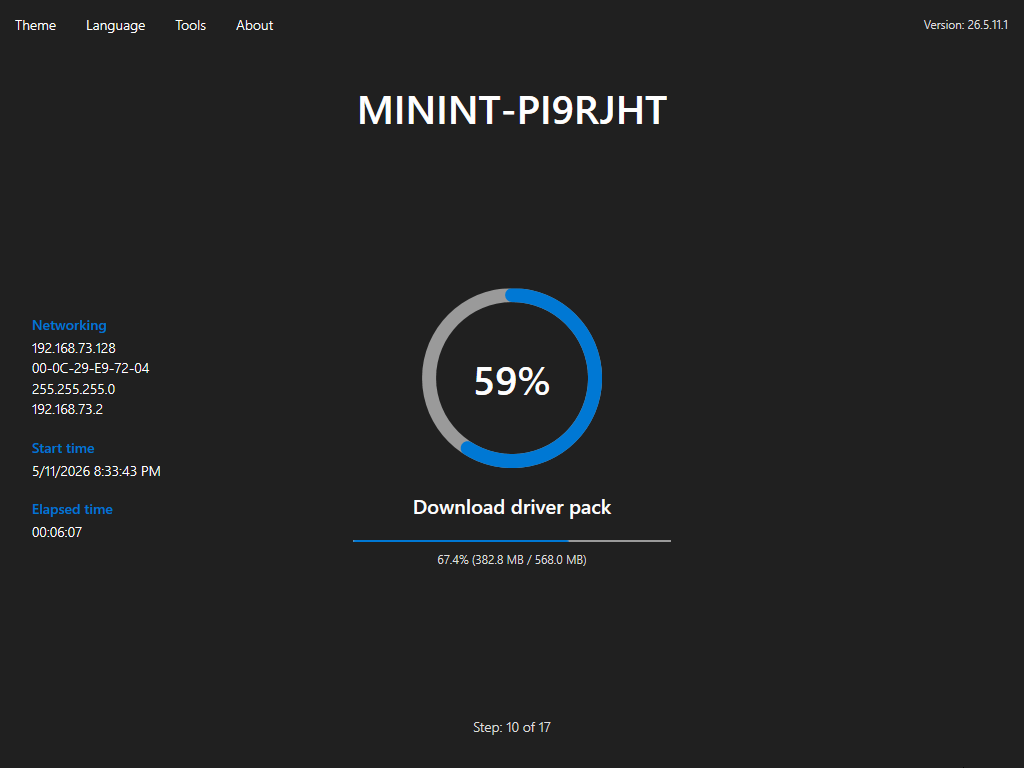 Foundry Deploy driver pack download progress