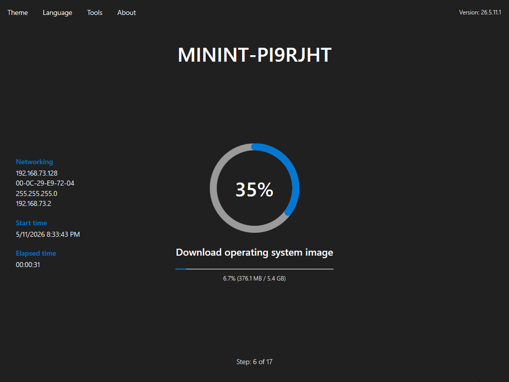 Foundry Deploy operating system download progress