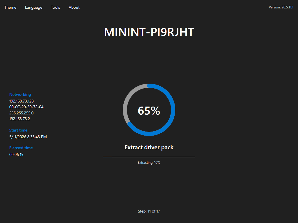 Foundry Deploy driver pack extraction progress
